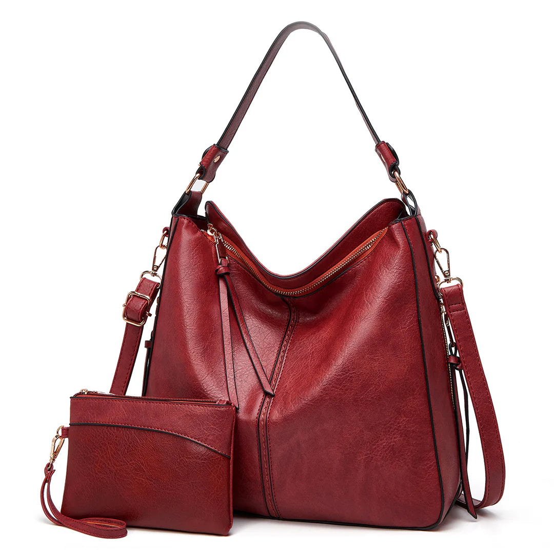 Bolso Hobo Premium de Cuero Antirrobo + Monedero de Regalo
