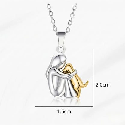 Collar Dije Abrazo de Perrito — Oro 14K "Por Siempre en tu Corazón"