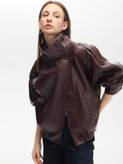 MavEra Urban Edge Oversized Leather Jacket