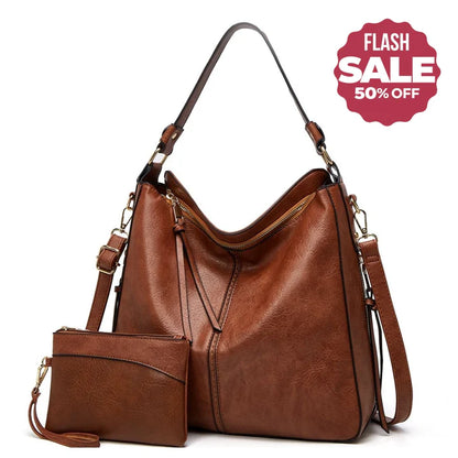 Bolso Hobo Premium de Cuero Antirrobo + Monedero de Regalo